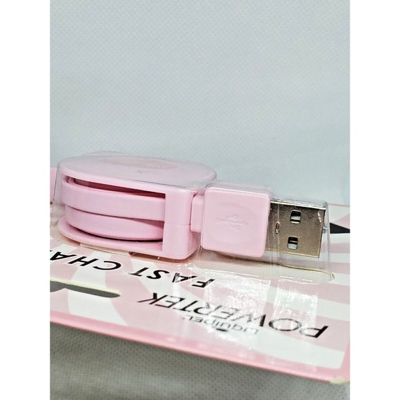 Pink Liquipel Powertek Fast Charge 3 Ft Retractable USB Type-C Cord - Picture 6 of 12